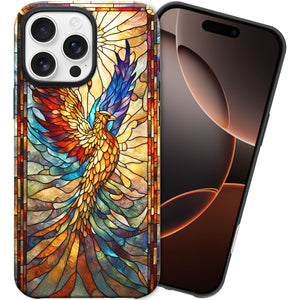 Phoenix Stained Glass for iPhone 16 Pro Max Case, Phoenix iPhone 16 Pro Max Case, Phoenix Phone case, Stained Glass Phone Case