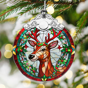 Reindeer Stained Glass Christmas Glass Ornament, Elegant Holiday Décor for Your Tree, Glass Ornament christmas 2024