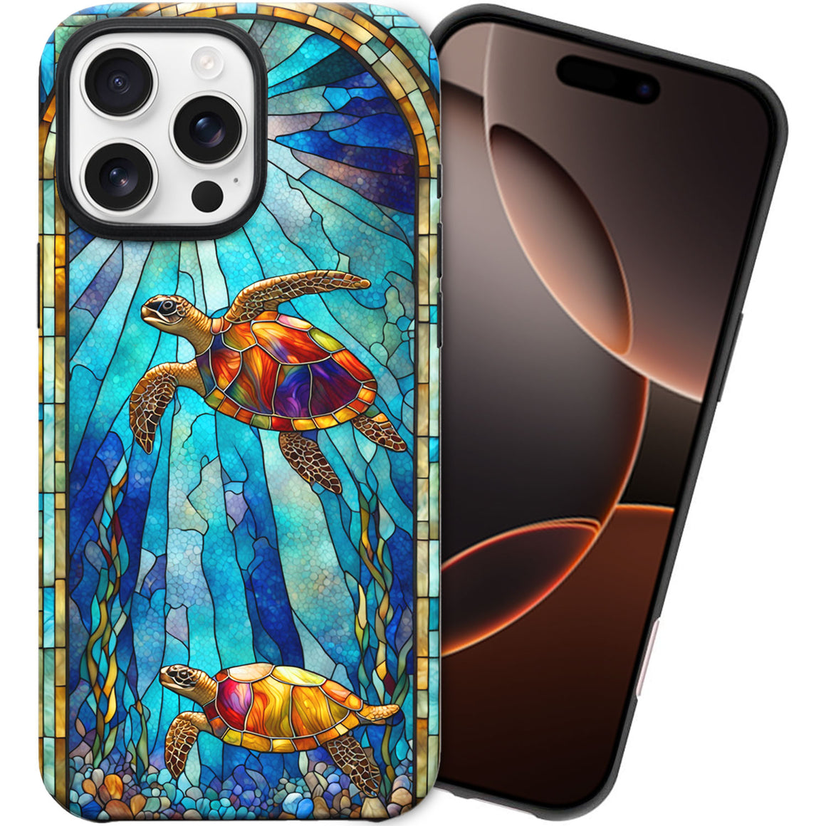 Sea turtle Stained Glass for iPhone 16 Pro Max Case, Sea turtle iPhone 16 Pro Max Case, Sea turtle Phone case, Stained Glass Phone Case