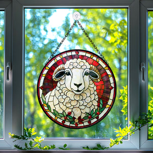 Sheep Stained Glass Suncatcher, Sheep Suncatcher for Windows Stained Glass A02