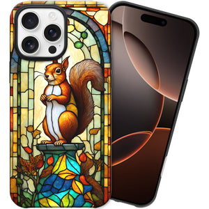 Squirrel Stained Glass for iPhone 16 Pro Max Case, Squirrel iPhone 16 Pro Max Case, Squirrel Phone case, Stained Glass Phone Case