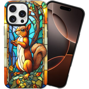 Squirrel Stained Glass for iPhone 16 Pro Max Case, Squirrel iPhone 16 Pro Max Case, Squirrel Phone case, Stained Glass Phone Case