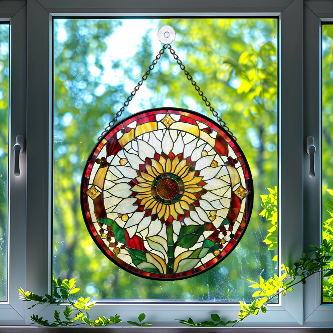 Sunflower Stained Glass Suncatcher, Sunflower Suncatcher for Windows Stained Glass