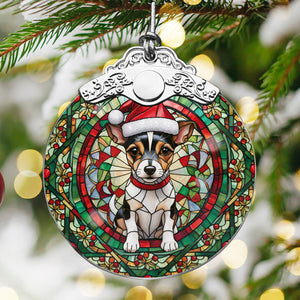 Christmas Dog Stained Glass Ornament | Unique Holiday Gift for Dog Lovers | Toy Fox Terrier