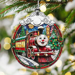 Train Stained Glass Christmas Glass Ornament, Elegant Holiday Décor for Your Tree, Glass Ornament christmas 2024