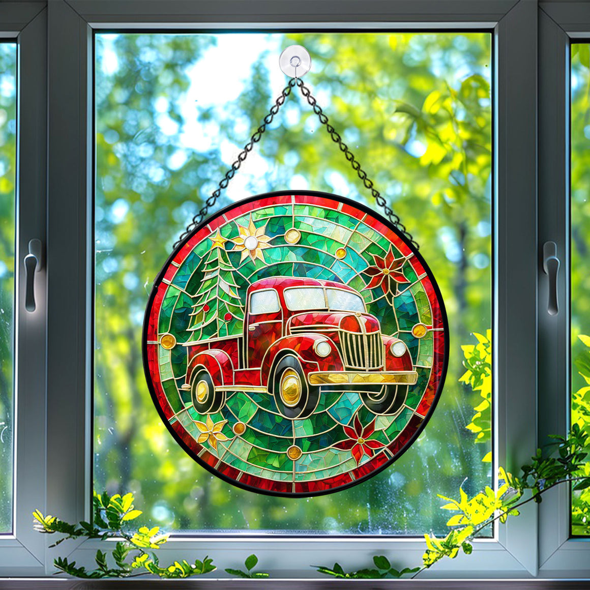 Truck Stained Glass Suncatcher, Truck  Suncatcher for Windows Stained Glass