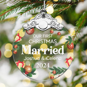 First Christmas Married Glass Ornaments: Elegant Holiday Keepsakes for Newlyweds 2024 - A27