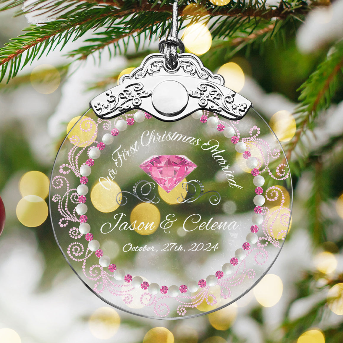 First Christmas Married Glass Ornaments: Elegant Holiday Keepsakes for Newlyweds 2024 - A26