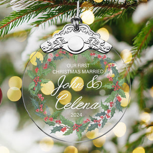 First Christmas Married Glass Ornaments: Elegant Holiday Keepsakes for Newlyweds 2024 - A19