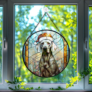 Christmas Dog Stained Glass Suncatcher | Unique Holiday Gift for Dog Lovers | Weimaraner