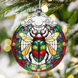 Beetle Stained Glass Christmas Glass Ornament, Elegant Holiday Décor for Your Tree, Glass Ornament christmas 2024