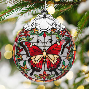 butterfly Stained Glass Christmas Glass Ornament, Elegant Holiday Décor for Your Tree, Glass Ornament christmas 2024