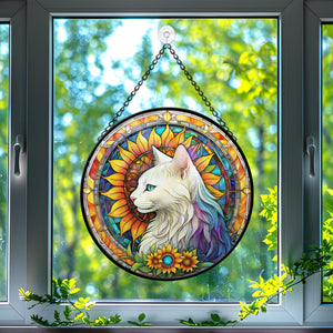 Cat Stained Glass Suncatcher, Cat Suncatchers for Windows Stained Glass A02