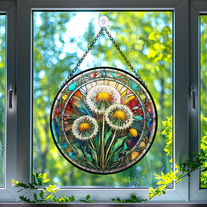 dandelion Stained Glass Suncatcher, dandelion Suncatcher for Windows Stained Glass