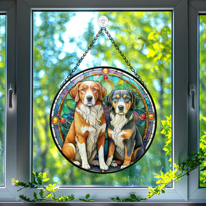 Dogs Stained Glass Suncatcher, Dogs Suncatchers for Windows Stained Glass