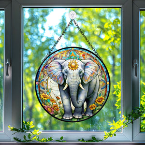 Elephant Stained Glass Suncatcher, Elephant Suncatchers for Windows Stained Glass