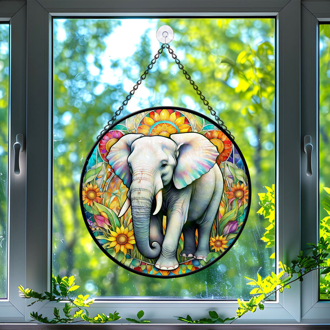 elephant Stained Glass Suncatcher, elephant Suncatcher for Windows Stained Glass