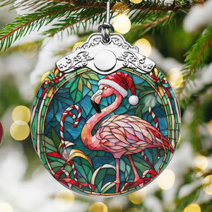 Flamingo Stained Glass Christmas Glass Ornament, Elegant Holiday Décor for Your Tree, Glass Ornament christmas 2024