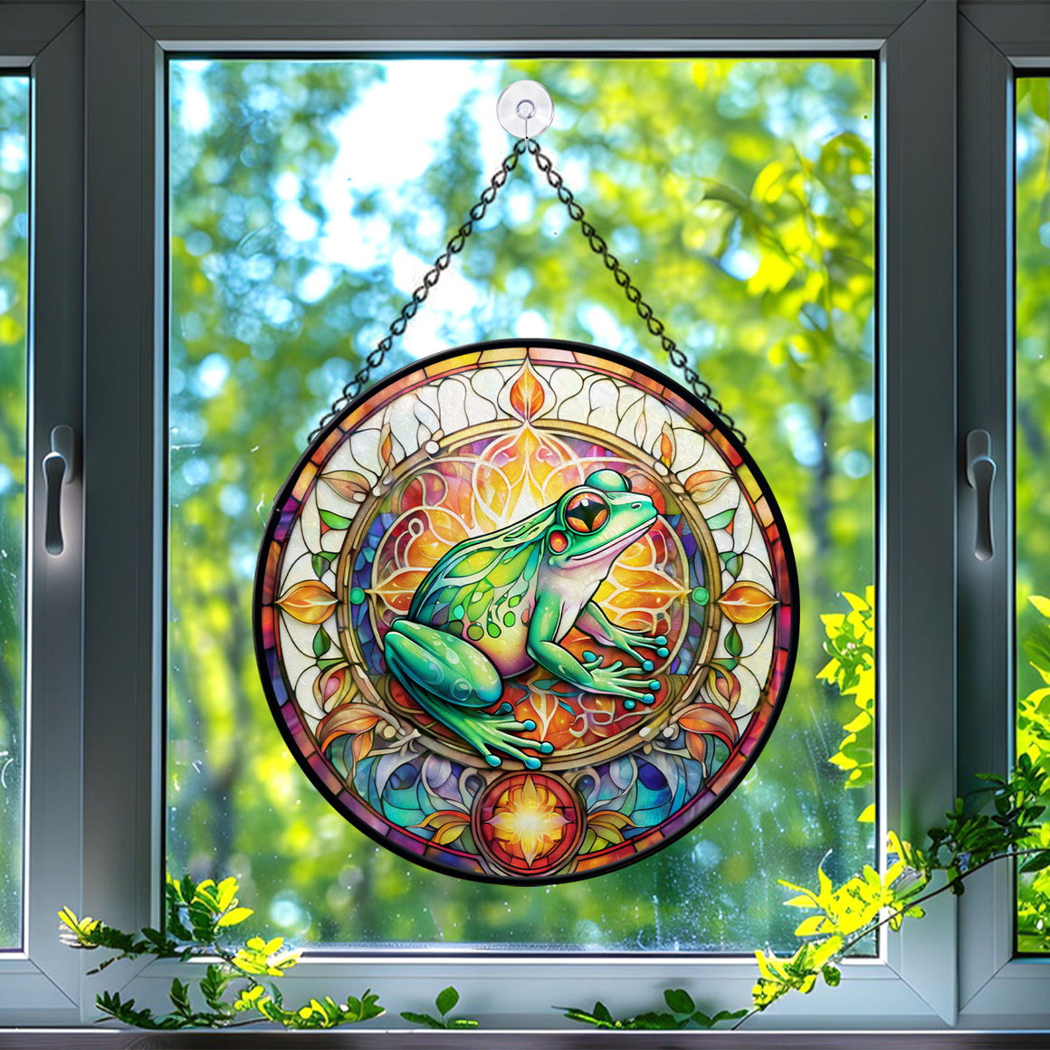 Frog Stained Glass Suncatcher, Frog Suncatchers for Windows Stained Glass