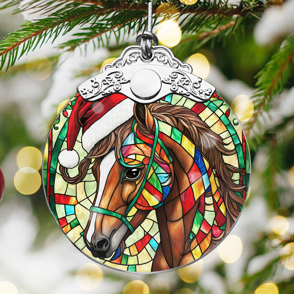 Horse Stained Glass Christmas Glass Ornament, Elegant Holiday Décor for Your Tree, Glass Ornament christmas 2024