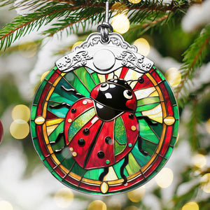 Ladybug Stained Glass Christmas Glass Ornament, Elegant Holiday Décor for Your Tree, Glass Ornament christmas 2024