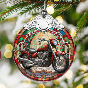 motorbike Stained Glass Christmas Glass Ornament, Elegant Holiday Décor for Your Tree, Glass Ornament christmas 2024