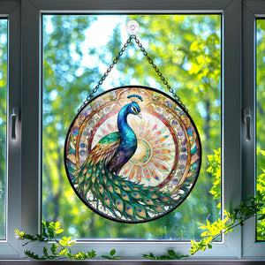 Peacock Stained Glass Suncatcher, Peacock Suncatchers for Windows Stained Glass