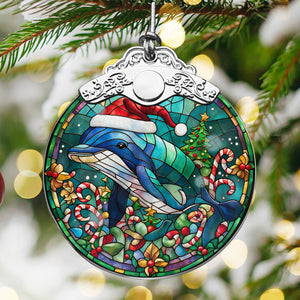 Whale Stained Glass Christmas Glass Ornament, Elegant Holiday Décor for Your Tree, Glass Ornament christmas 2024