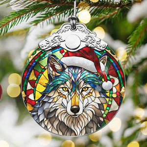 Wolf Stained Glass Christmas Glass Ornament, Elegant Holiday Décor for Your Tree, Glass Ornament christmas 2024