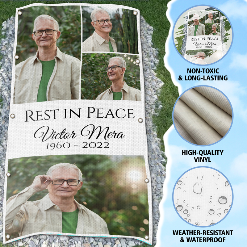 Custom Memorial Grave Blanket :  Rest in peace