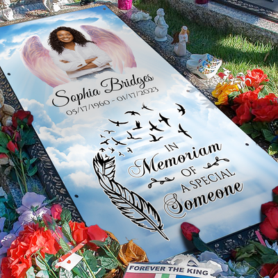 Custom Memorial Grave Blanket :  In memorial of a special someone