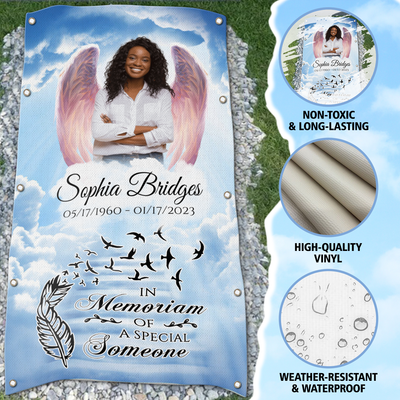 Custom Memorial Grave Blanket :  In memorial of a special someone