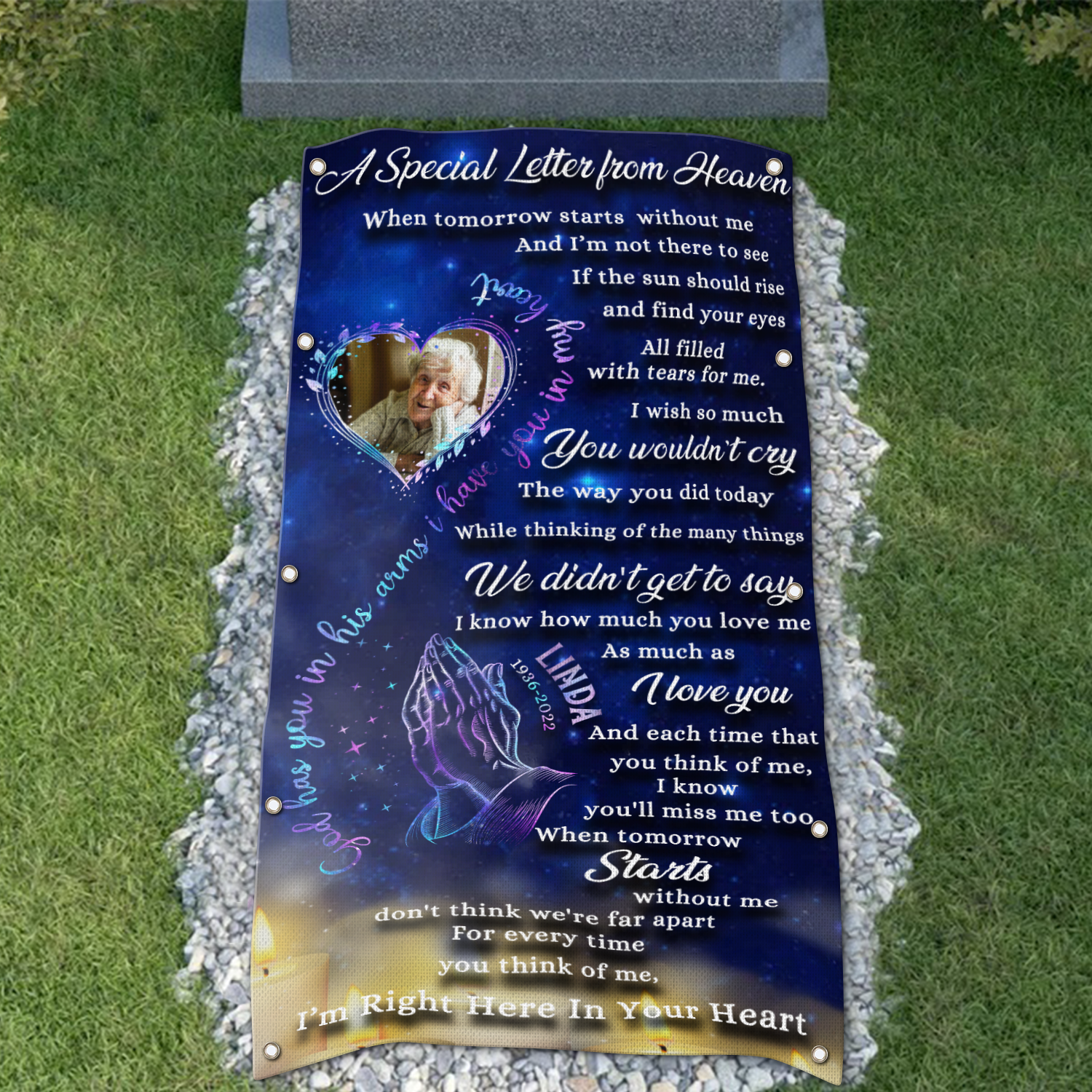 Personalized Memorial Grave Blanket :  A Special Letter From Heaven, God has you in his arms