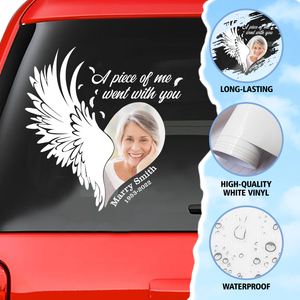 Custom In Loving Memory Sticker, Personalized Memorial Decal Car : a piece of me went with you