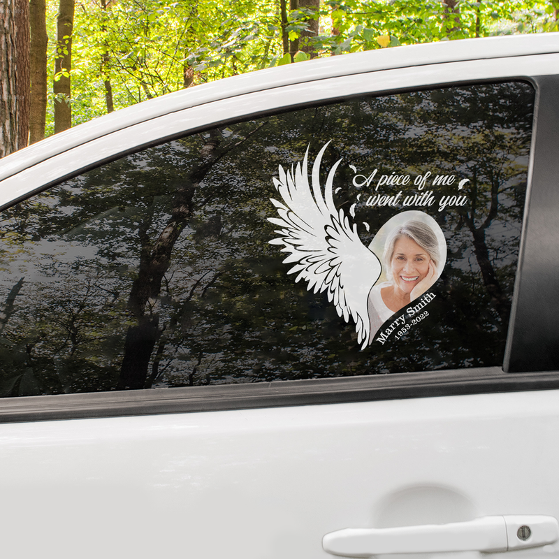Custom In Loving Memory Sticker, Personalized Memorial Decal Car : a piece of me went with you