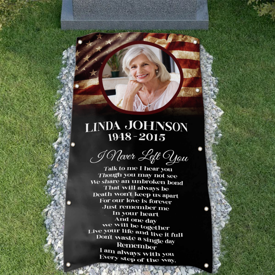 Custom Memorial Grave Blanket Outdoor : I never left you Grave Blanket