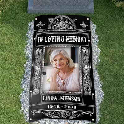 Personalized Memorial Grave Blanket :  In Loving Memory Memorial Grave Blanket