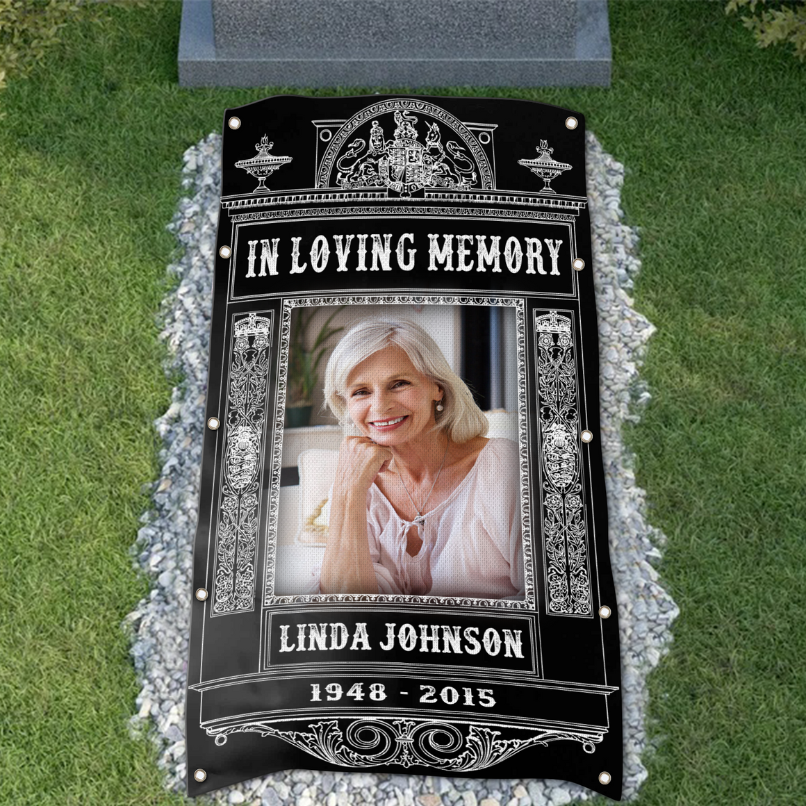 Personalized Memorial Grave Blanket :  In Loving Memory Memorial Grave Blanket