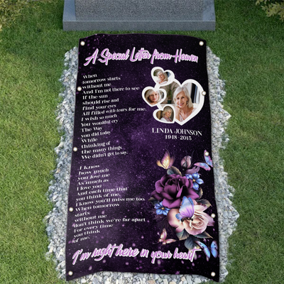 Custom Memorial Grave Blanket :  A special letter from Heaven Memory Grave Blanket
