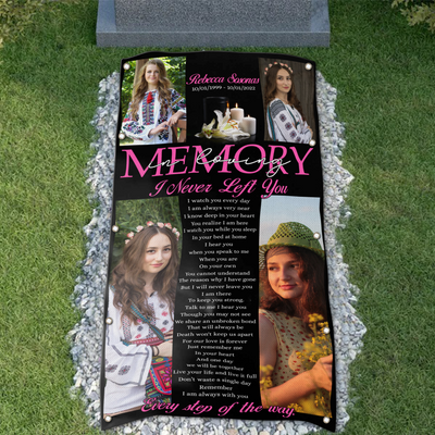 Custom Memorial Grave Blanket Outdoor :  in loving memory, i never left you Grave Blanket