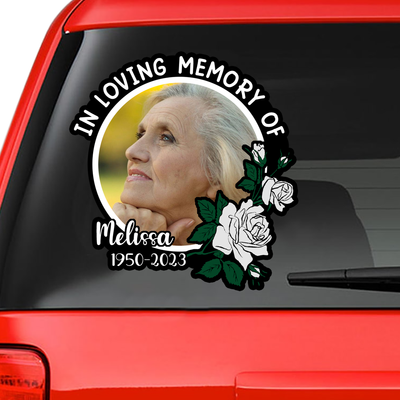 Custom In Loving Memory Sticker Rose White : In Loving Memory Decal for Car