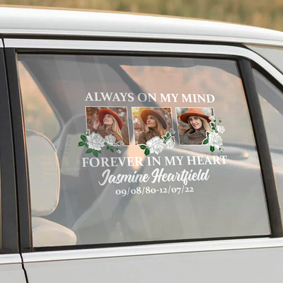 Custom In Loving Memory Sticker Memorial Decal Car Rose White : always on my mind, forever in my heart