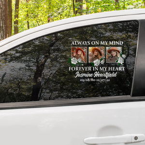 Custom In Loving Memory Sticker Memorial Decal Car Rose White : always on my mind, forever in my heart