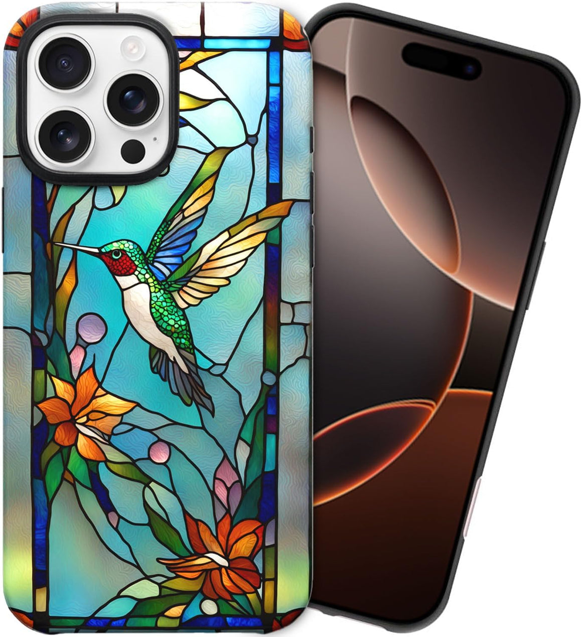 Hummingbird Stained Glass for iPhone 16 Pro Max Case, Hummingbird iPhone 16 Pro Max Case, Hummingbird Phone case, Stained Glass Phone Case