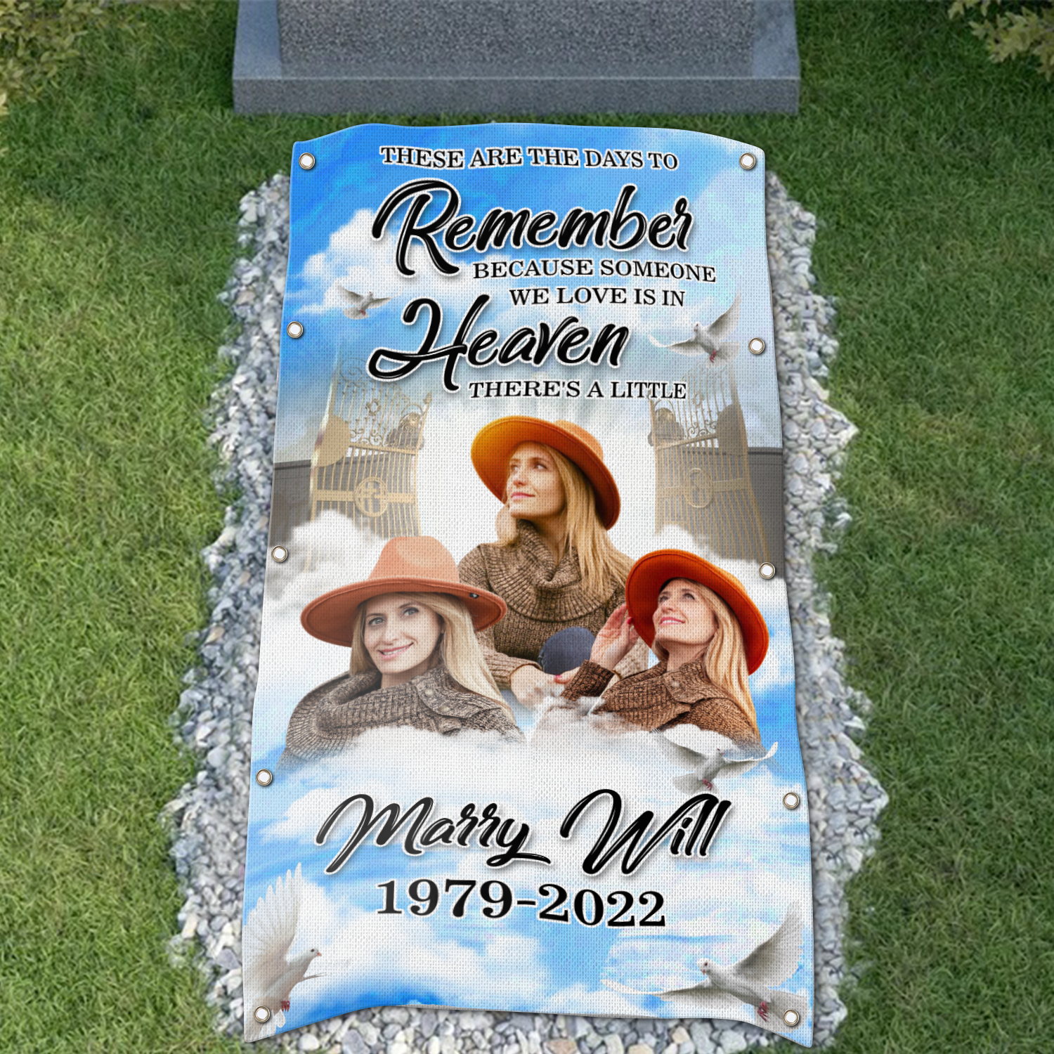 Custom Memorial Grave Blanket :  These are the days to remember because someone we love is in heaven