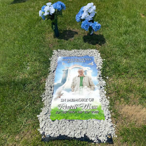 Custom Memorial Grave Blanket : Happy Heavenly Birthday, In memory of