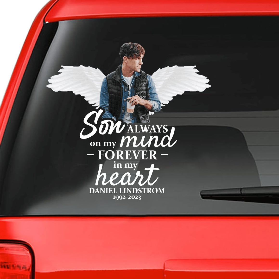 Custom in loving memory sticker, Personal Memory Decal Car : Son, Always on my mind forever in my heart