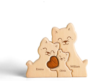 Custom Cats Dad Wooden Puzzle Father’s Day, Personalized Cats Wooden Engraved Wooden Animal Family Puzzle (Copy)