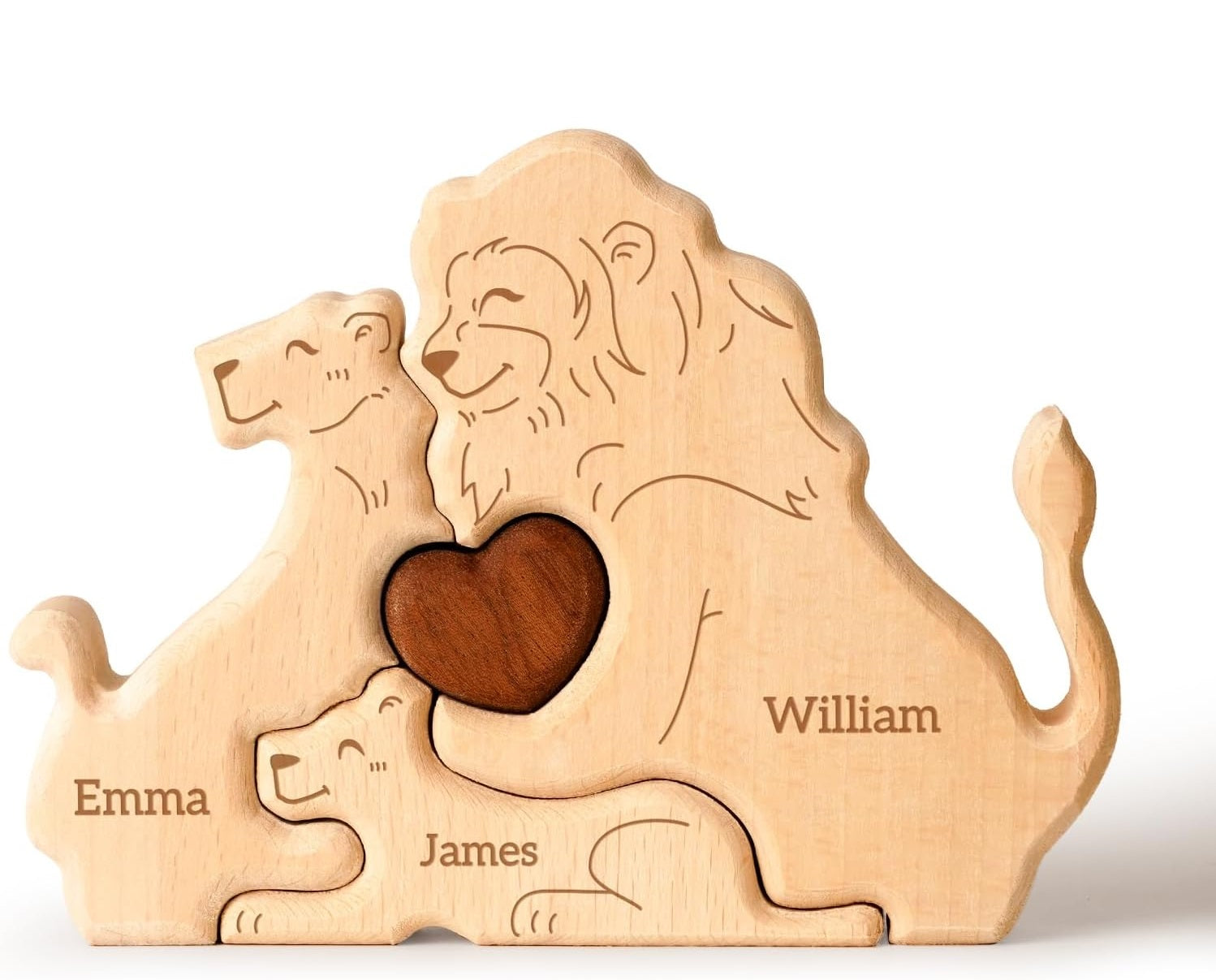 Custom Lion Dad Wooden Puzzle Father’s Day, Personalized Lion Wooden Engraved Wooden Animal Family Puzzle (Copy) (Copy)