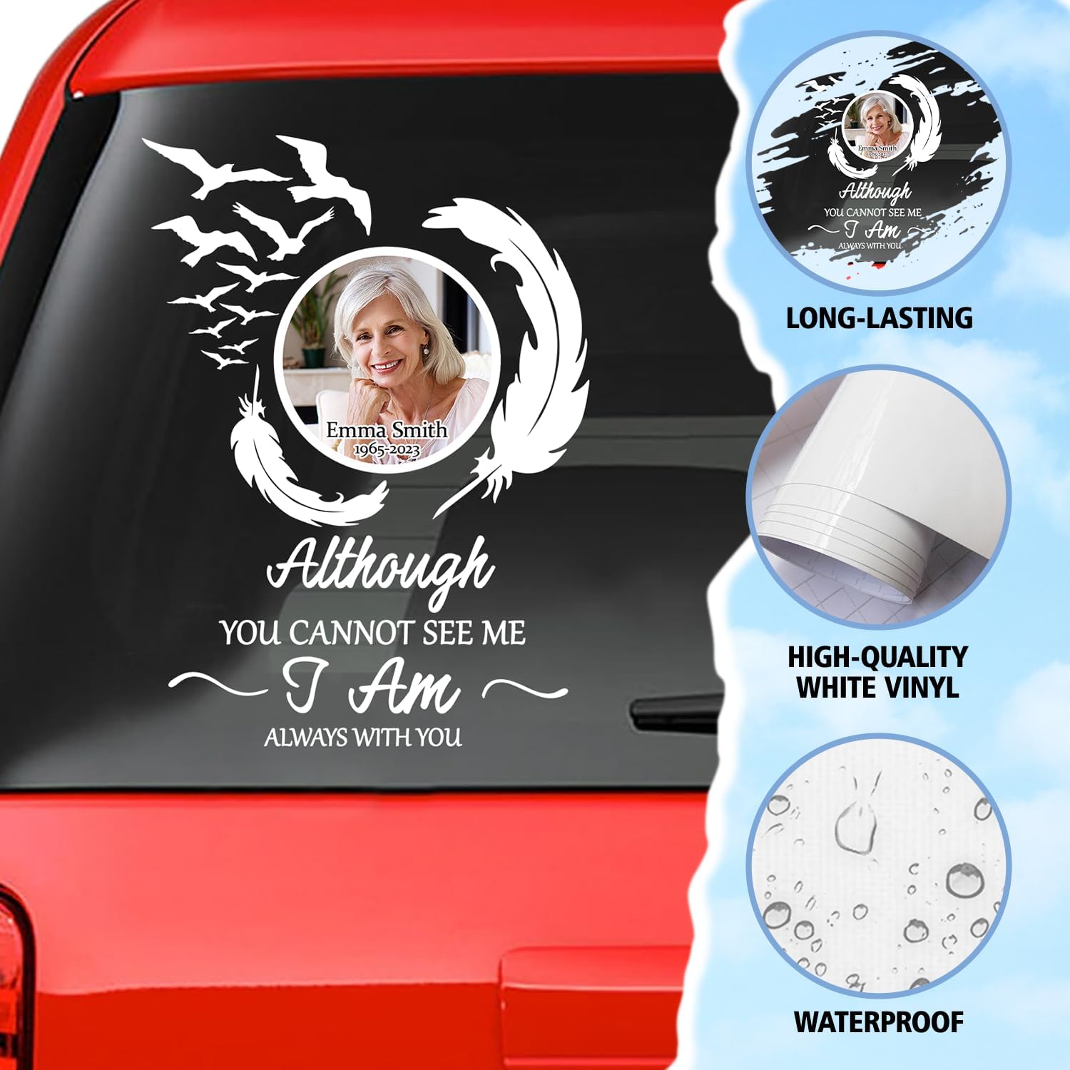 Custom in loving memory sticker, Personal Memory Decal Car : Although ...
